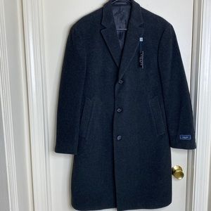 Chaps Men’s Wool Overcoat Over Coat Dark Charcoal Trench Coat 40 Reg